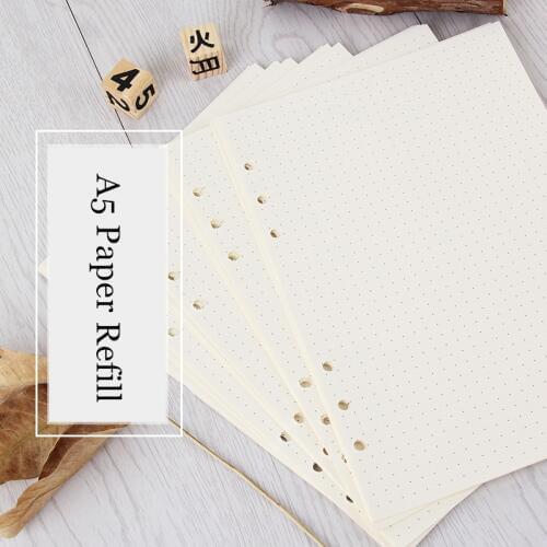 A5 Loose Leaf Notebook Paper Refill Spiral Binder Inner Page 6 Holes 45 sheets Weekly Monthly Planner To Do List Line Dot Grid