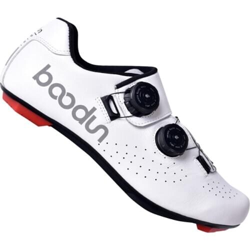 BOODUN New Road cycling shoes Leather Carbon Fiber ultralight Self-Locking Shoes professional racing road bike bicycle sneakers