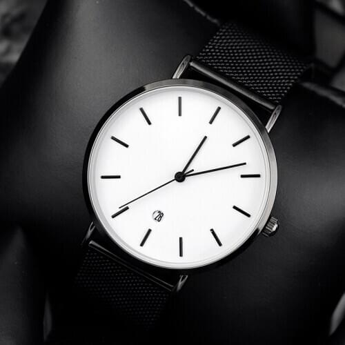 2020 Enmex creative StyleB wristwatch cool black charm with calendar casual Genuine leather fashion Stylish clock quartz watch