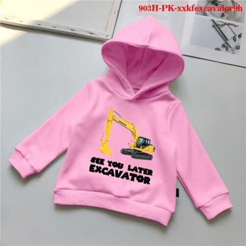 Excavator kawaii streetwear sweatshirt toddler girl fall clothes 2021 baby boys clothes fuuny fashion sweatshirs plus size