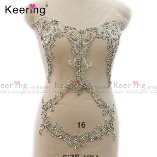 Hand-Made Fashio Rhinestone Beads Applique Bodice Panel For Wedding Bridal Ladies Gift Party WDP-344