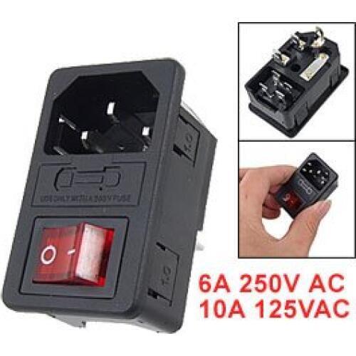 IMC Hot New Hot Sale Inlet Male Power Socket with Fuse Switch 10A 250V 3 Pin IEC320 C