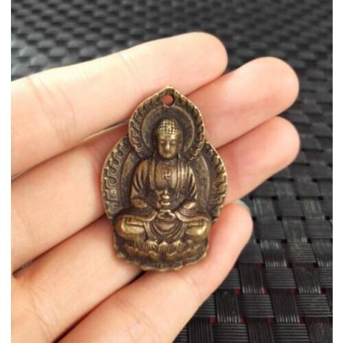 Chinese Brass Carved Sakyamuni Buddha Exquisite Small Pendant Statues