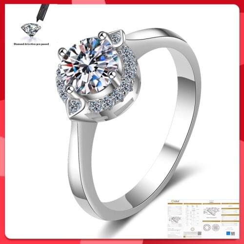 Original Moissanite Ring 100% S925 Sterling Silver Wedding Valentines Day 0.8CT 1CT D Color VVS1 Ring