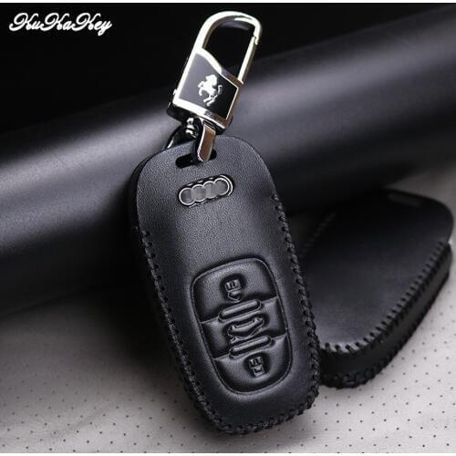 Leather Key Cover with Horse Pattern Key Holder Fit for AUDI A4 A5 A6 B6 B7 B8 A7 A8 Q5 Q7 R8 TT S5 S6 S7 S8 SQ5 Car Accessories