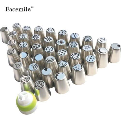 Mac 36pcs 1Coupler Stainless Steel New Icing Piping Nozzles Tips Nozzle Pastry Tools Fondant Gift Decorating Tools Gift Mold