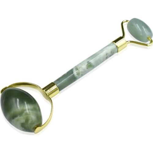 Natural Green Jade Roller Double Head Stone Roller Real Jade Massager Anti Cellulite Facial Lift Massage Tool Face Thin Slimmer