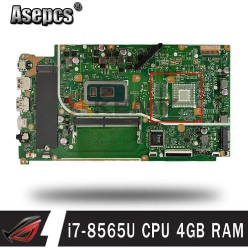 Akemy X712FA original mainboard with i7-8565U CPU 4GB RAM GM For asus vivobook Q 17 X712F X712FA laptop motherboard mainboard