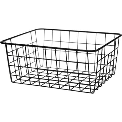Hollow Iron Wired Basket, Storage Baskets Metal Basket Without Interlining Bathroom Kitchen Organizer Black