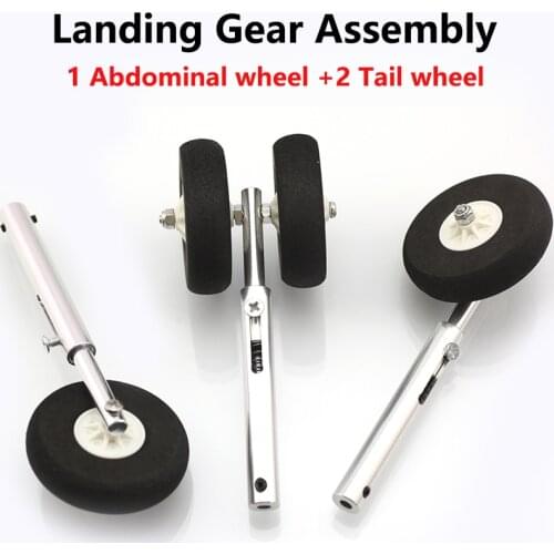 Damping function landing gear one Abdominal wheell +Two Tail wheel for Retractable RC airplane model hobby plane part