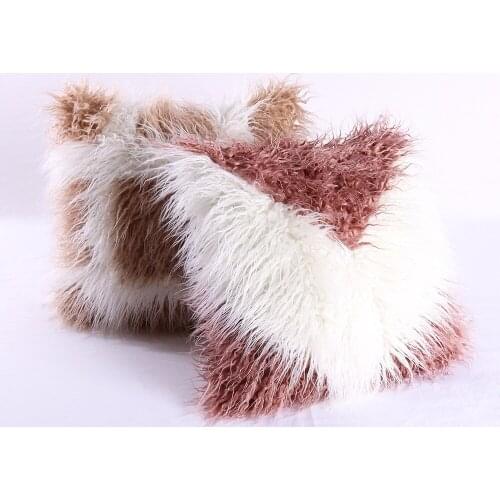 Mixed color European Plush Pillow Case Wool Cushion Cover Faux Fur Sofa Bed Pillowcase Cover Christmas Pillow Cover