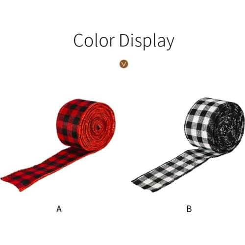 A Roll Of Christmas Decoration Lattice Webbing Strap Lattice Ribbon Plaid Pattern Printed Diy Gift Wrpping Party Decoration