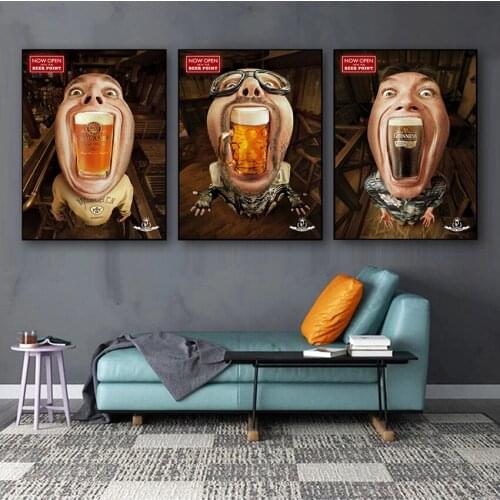 Nordic Canvas Funny Beer Bar Wall Art Canvas Painting Night Club Posters and Prints Decorative Picture Modern Cuadros