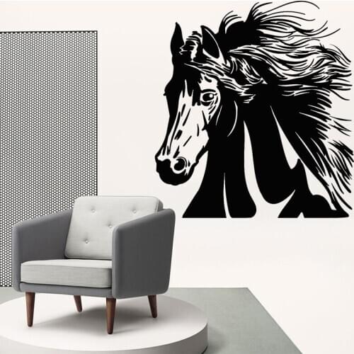 Horse Wall Sticker Beautiful Animal Head Home Decor Animals Stallion Vinyl Decal Fit For Bedrom Living Room Wall Decoration
