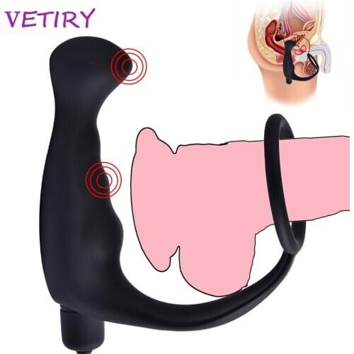 Male Prostate Massage Vibrator Anal Plug Silicone Waterproof Prostate Stimulator Butt Plug Delay Ejaculation Ring Toy For Men