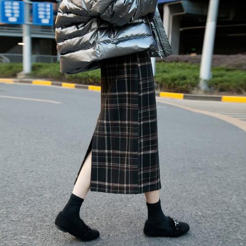 Vintage Plaid Skirt Women High Waist Long Skirt 2021 Spring Autumn Harajuku Midi Skirts Casual Female Party Skirts Streetwear