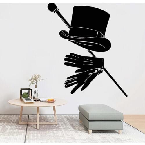 Magician Wall Sticker Illusionist Decal Top Hat Stickers Magic Cane Stickers Creative Bedroom Decor Living Room Decoration