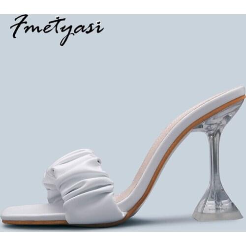 Stiletto Sandals Woman Shoes High Heels Sexy 2021 Fashion Pleated Wine Glasses And Sandals Summer Strange Style High Heels