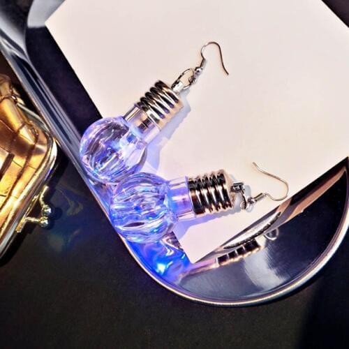 1 Pair Personality Women Bulb Earrings Ladies Girls LED Colorful Flashing Dangle Earring For Dance Party Supplies XIN-Shipping