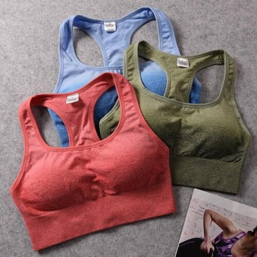 2021 Women Ombre Energy Seamless Sports Bra Push Up Yoga Bra Gym Crop Top Racerback Workout Brassiere Fitness Tops Active Wear