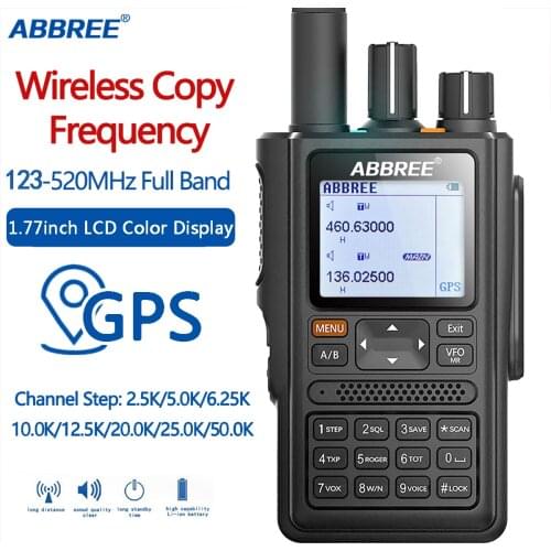 ABBREE AR-F8 GPS location Sharing All Bands(136-520MHz) Frequency/CTCSS Detection 1.77 LCD 999CH Walkie Talkie