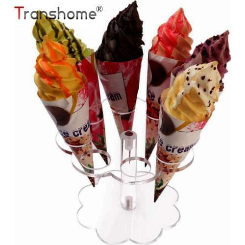 Transhome Acrylic Cupcake Stand Ice Cream Display Stand 4/6/8 Holes Transparent Dessert Rack Wedding Birthday Party Decoration