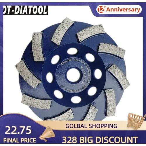 DT-DIATOOL 5/8-11 Thread Dia100mm/4inch Diamond Spiral Turbo Row Cup Grinding Wheel For Concrete Brick Hard Stone Granite Marble