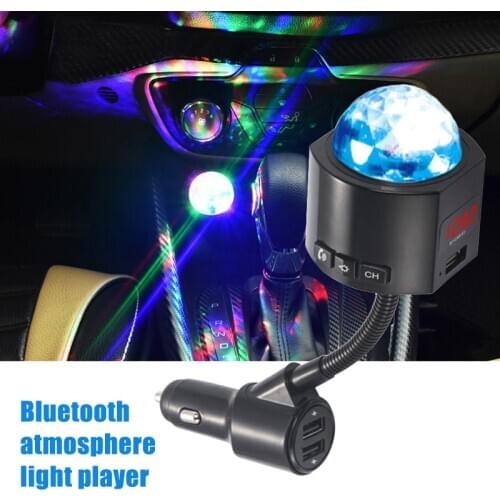 Car FM Transmitter 3 USB Bluetooth Car Kit Music Player with Detachable Disco Light PUO88