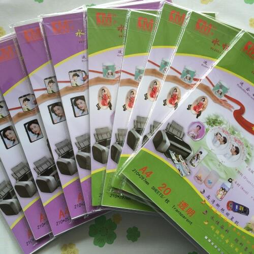 A4 size (100 transparent+100 white) inkjet waterslide decal water transfer printing papers