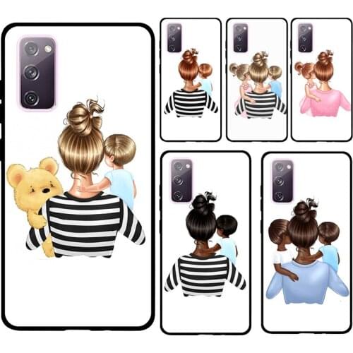 Super Mom Baby Girl Daughter Son Soft Case For Samsung Galaxy S21 Ultra S20 FE Note 9 10 20 S8 S9 S10 Plus Cover Shell