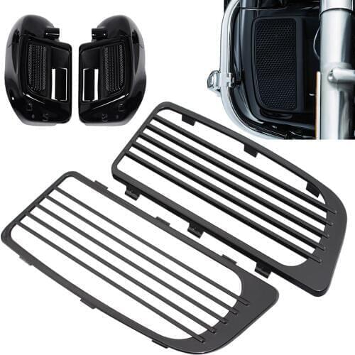 Motorcycle Black Radiator Grills Lower Fairing Twin Cooled For Harley Street Electra Glide FLHTK FLHTKL FLTRU FLTRK CVO 14-20