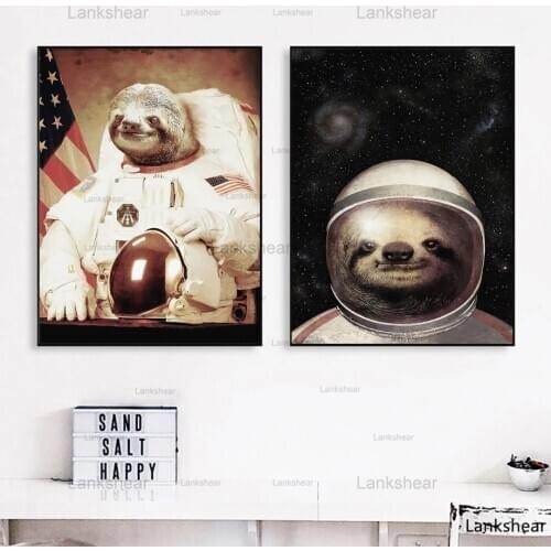 Home Decor Abstract Painting Modular Pictures Sloth Space Astronaut Nordic Style Prints Canvas Poster For Living Room Wall Art