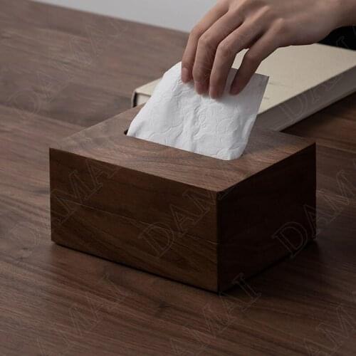 European Walnut Wood Tissue Box Retro Simplicity Decorative Living Room Paper Boxes Western Restaurant Desktop Napkin Organizer