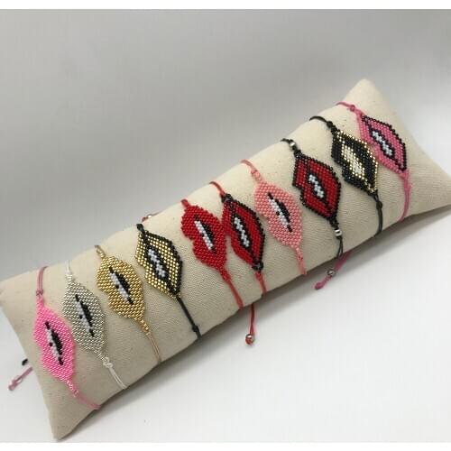 BLUESTAR 2021 MIYUKI Lips Bracelet Women Mexican Lips Pulseras Mujer Delica Beaded Jewelry Handmade