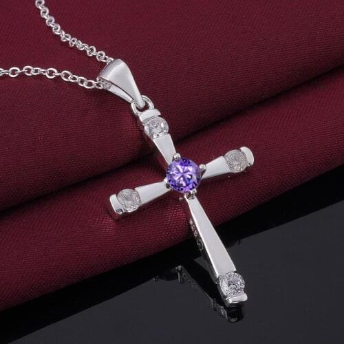 Hot 925 Sterling Silver cross Pendant diamond Necklace For Women 18 inches Christmas gifts luxur party wedding crystals Jewelry