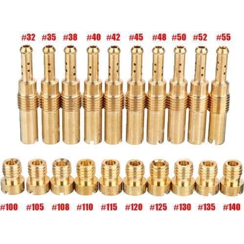 20pcs Carburetor Main Jet Kit with Slow/Pilot Jet Set Replacement Fir For PWK Keihin OKO CVK Motorcycle Carburetor