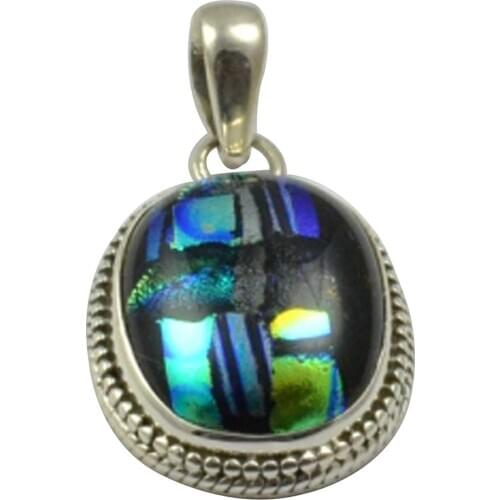 Lovegem Nature Dichroic Glass Pendant 925 Sterling Silver, 36.6 mm, MHBAP4864