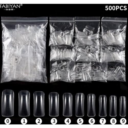 Manicure Tool Nails Half Cover Acrylic 10 Different Sizes False Tips Fake Nail Art Artificial 100/500Pcs 0-9Sizes