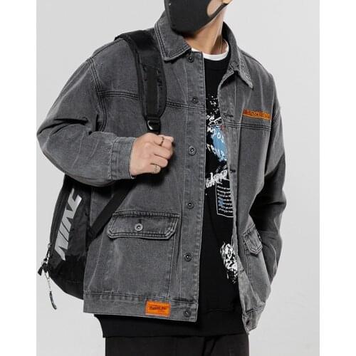 Fashion 2021 Trendy brand handsome denim jacket mens trendy brand spring street loose lapel casual tooling baseball uniform top