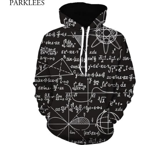 3D Black Hoodies Men Women Funny Maths Formula Print Hoodie Pullover Men Harajuku Hip Hop Tracksuit Male Casual Sudadera Hombre