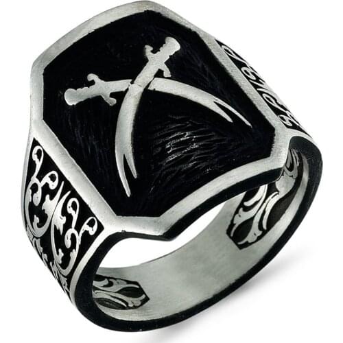 Solid 925 Sterling Silver Zulfiqar Sword of Ali Mens Ring