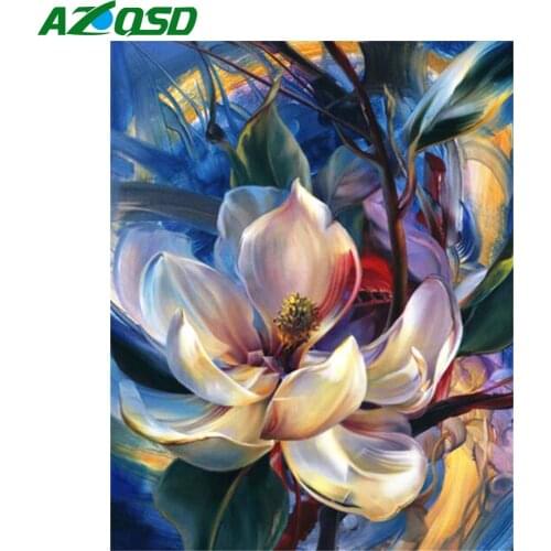 AZQSD Painting By Number Canvas Kits Flower Handpainted Gift Unframe DIY Coloring By Numbers Floral Home Decoration
