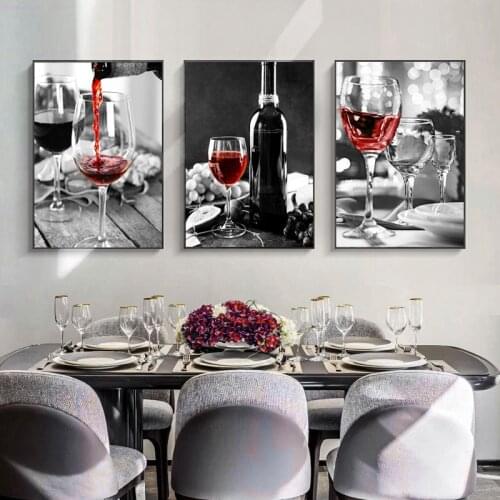 Kitchen Canvas Printing Nordic Wine Cup Poster Wall Art Abstract Picture Modern Home Decoration of Dining Room and Living Room