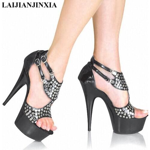 New 15cm High-Heeled Shoes Platform Performance Shoes Wedding Shoes 6 Inch High Heels Plus Size Dance Shoes