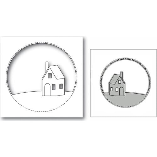 New Christmas House Stitched Circle 2020 Metal Cutting Dies for DIY Scrapbooking Decor and Card Making Embossing Craft No Stamps