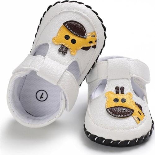 Newborn Baby Cartoon Crib Shoes Soft Leather Baby Toddler Walking Pram Shoes Non Slip Prewalkers First Walkers Sandals 0-18M
