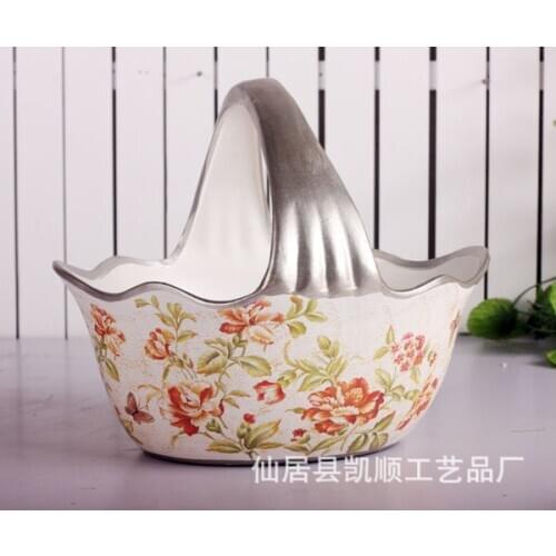 Limited supply promotional hand-painted ceramic vases, fruit baskets DV-64212