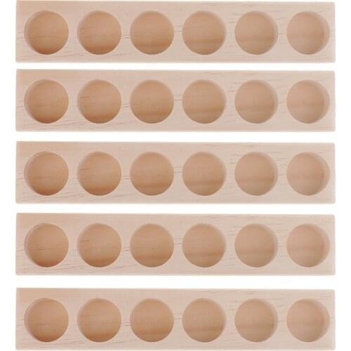 5pcs Natural Wood Essential Oil Display Stand Rack Holds 6 Pieces Bottles 5ml 10ml 15ml For Aromatherapy Oils Displaying