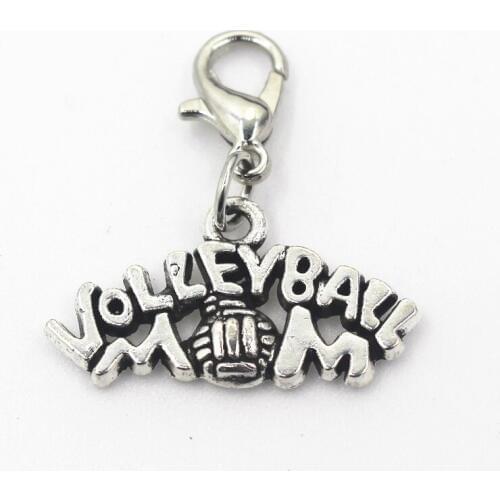 2018 New 20pcs/lot Silver Volleyball Dangle Charms Hanging Lobster Clasp Charm DIY Jewelry Accessories Necklace Pendant