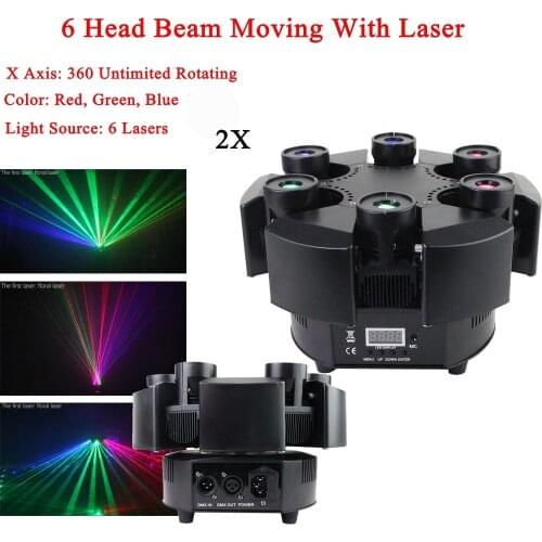 2Pcs/Lot 120W Model Full Color 6 Heads Smart Beam Laser Moving Head Light Projector For Patry Disco DJ Laser Nightclub Event